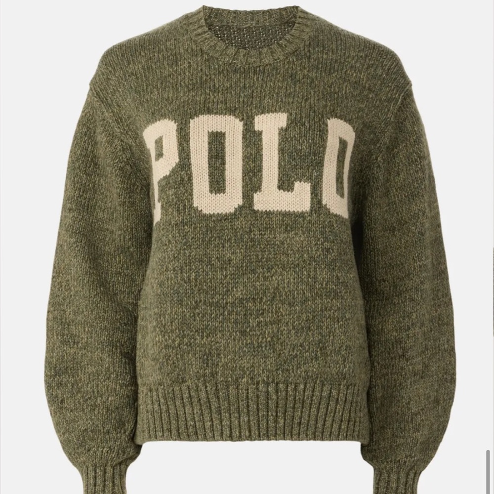 Polo Ralph Lauren Logo Olive Green Knit Sweater M
